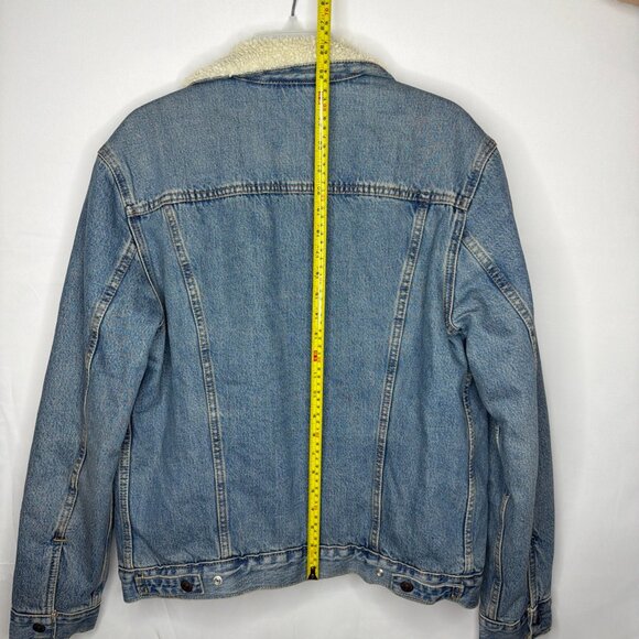 Levis Sherpa Lined Denim Trucker Jacket Size M Blue Cotton Polyester Blend - Picture 12 of 13